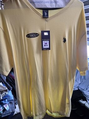 U.S. Polo Assn. Men’s Yellow V-Neck Stretch Polo Shirt